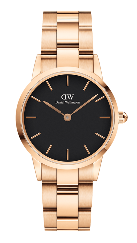 Daniel Wellington Iconic Link Black Dial Rose Gold Steel Strap Watch For Men - DW00100344 Authentic Buy Shop Now