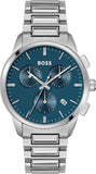 Hugo Boss Dapper Chronograph Blue Dial Silver Steel Strap Watch For Men - 1513927 Authentic Buy Shop Now