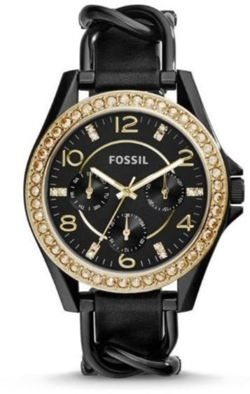 Fossil Riley Black Dial Black Leather Strap Watch for Women - ES3696 Authentic Buy Shop Now