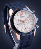 Guess Caliber Chronograph White Dial Blue Silicone Strap Watch for Men - W0864G5 Authentic Buy Shop Now