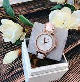 Michael Kors Parker Mother of Pearl Pink Dial Two Tone Steel Strap Watch for Women - MK6402 Authentic Buy Shop Now