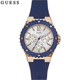 Guess Overdrive White Dial Blue Rubber Strap Watch for Women - W0149L5 Authentic Buy Shop Now