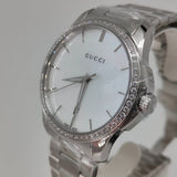 Gucci G Timeless Mother of Pearl White Dial Silver Steel Strap Watch For Women - YA126444 Authentic Buy Shop Now