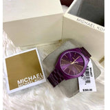 Michael Kors Slim Runway Quartz Purple Dial Purple Steel Strap Watch For Women - MK4507 Authentic Buy Shop Now