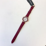 Emporio Armani Gianni T Bar Crystals Maroon Dial Maroon Leather Strap Watch for Women - AR11487 Authentic Buy Shop Now
