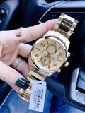 Guess Analog Chronograph Gold Dial Gold Steel Strap Watch for Men - W0075G5 Authentic Buy Shop Now