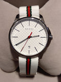 Gucci G Timeless Quartz White DIal White NATO Strap Watch For Men - YA126322 Authentic Buy Shop Now