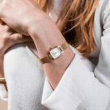 Tissot Lovely Square Silver Dial Gold Mesh Bracelet Watch For Women - T058.109.33.031.00 Authentic Buy Shop Now
