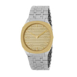 Gucci 25H Quartz Gold Dial Silver Steel Strap Watch for Women - YA163403 Authentic Buy Shop Now