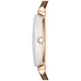 Emporio Armani Gianni T Bar Quartz Mother of Pearl White Dial Brown Leather Strap Watch For Women - AR11040 Authentic Buy Shop Now
