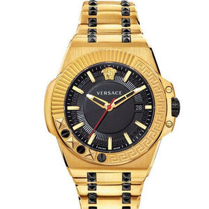 Versace Chain Reaction Quartz Black Dial Two Tone Steel Strap Watch for Men - VEDY00619 Authentic Buy Shop Now