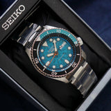 Seiko 5 Sports SKX Skeleton Green Dial Silver Steel Strap Watch For Men - SRPJ45K1 Authentic Buy Shop Now