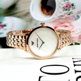 Emporio Armani Modern Mother of Pearl White Dial Rose Gold Steel Strap Watch for Women - AR11158 Authentic Buy Shop Now