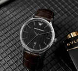 Emporio Armani Renato Quartz Black Dial Brown Leather Strap Watch For Men - AR11187 Authentic Buy Shop Now