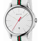 Gucci G Timeless Quartz White DIal White NATO Strap Watch For Men - YA126322 Authentic Buy Shop Now