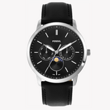 Fossil Neutra Minimalist Moonphase Black Dial Black Leather Strap Watch for Men - FS5904 Authentic Buy Shop Now