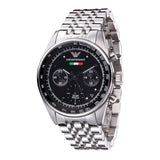 Emporio Armani Sportivo Chronograph Black Dial Silver Steel Strap Watch For Men - AR5984 Authentic Buy Shop Now