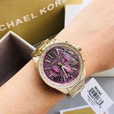 Michael Kors Wren Purple Dial Gold Steel Strap Watch for Women - MK6290 Authentic Buy Shop Now