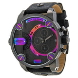 Diesel Badass Chronograph Anthracite Dial Black Leather Strap Watch For Men - DZ7270 Authentic Buy Shop Now