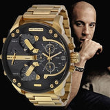 Diesel Mr Daddy 2.0 Chronograph Black Dial Gold Steel Strap Watch For Men - DZ7333 Authentic Buy Shop Now