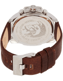 Diesel Mega Chief Chronograph Blue Dial Brown Leather Strap Watch For Men - DZ4281 Authentic Buy Shop Now