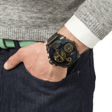 Diesel Big Daddy Blue Dial Black Leather Strap Watch For Men - DZ7127 Authentic Buy Shop Now