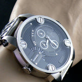 Diesel Little Daddy Chronograph Black Dial Silver Steel Strap Watch For Men - DZ7259 Authentic Buy Shop Now