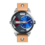Diesel Mini Daddy Blue & Black Dial Brown Leather Strap Watch For Men - DZ7308 Authentic Buy Shop Now