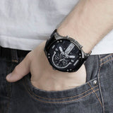 Diesel Mr Daddy Chronograph Black Dial Black Leather Strap Watch For Men - DZ7313 Authentic Buy Shop Now