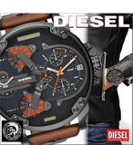 Diesel Mr Daddy 2.0 Chronograph Black Dial Brown Leather Strap Watch For Men - DZ7332 Authentic Buy Shop Now
