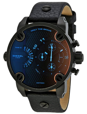 Diesel Little Daddy Black Dial Black Leather Strap Watch For Men - DZ7334 Authentic Buy Shop Now