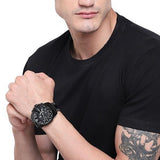 Diesel Mega Chief Chronograph Black Dial Black Steel Strap Watch For Men - DZ4283 Authentic Buy Shop Now