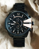 Diesel Mega Chief Chronograph Black Dial Black Steel Strap Watch For Men - DZ4309 Authentic Buy Shop Now