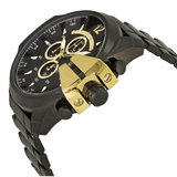 Diesel Mega Chief Chronograph Black Dial Black Steel Strap Watch For Men - DZ4338 Authentic Buy Shop Now
