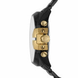 Diesel Mega Chief Chronograph Gold Dial Black Steel Strap Watch For Men - DZ4485 Authentic Buy Shop Now