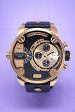 Diesel Little Daddy Black & Gold Dial Black Leather StrapWatch For Men - DZ7282 Authentic Buy Shop Now