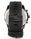 Diesel Mega Chief Chronograph Silver Dial Black Leather Strap Watch For Men - DZ4512 Authentic Buy Shop Now