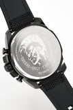 Diesel Mega Chief Chronograph Silver Dial Black Leather Strap Watch For Men - DZ4512 Authentic Buy Shop Now