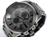 Diesel Mega Chief Chronograph Grey Dial Grey Steel Strap Watch for Men - DZ4282 Authentic Buy Shop Now