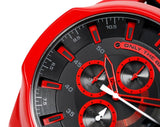 Diesel Mega Chief Chronograph Black Dial Red Rubber Strap Watch For Men - DZ4526 Authentic Buy Shop Now