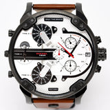 Diesel Mr. Daddy 2.0 Chronograph Silver Dial Brown Leather Strap Watch For Men - DZ7394 Authentic Buy Shop Now