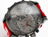Diesel Mr Daddy 2.0 Chronograph Grey Dial Red Rubber Strap Watch For Men - DZ7423 Authentic Buy Shop Now