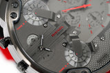 Diesel Mr Daddy 2.0 Chronograph Grey Dial Red Rubber Strap Watch For Men - DZ7423 Authentic Buy Shop Now