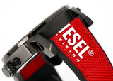 Diesel Mr Daddy 2.0 Chronograph Grey Dial Red Rubber Strap Watch For Men - DZ7423 Authentic Buy Shop Now