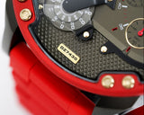 Diesel Mr Daddy 2.0 Chronograph Grey Dial Red Rubber Strap Watch For Men - DZ7430 Authentic Buy Shop Now