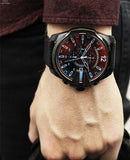 Diesel Mega Chief Chronograph Black Dial Black Leather Strap Watch For Men - DZ4323 Authentic Buy Shop Now