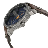 Diesel Mini Daddy Analog Blue Dial Brown Leather Strap Watch For Men - DZ7339 Authentic Buy Shop Now