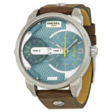 Diesel Mini Daddy LIght Blue Dial Brown Leather Strap Watch For Men - DZ7321 Authentic Buy Shop Now
