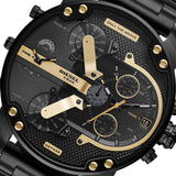 Diesel Mr. Daddy 2.0 Chronograph Black Dial Black Steel Strap Watch For Men - DZ7435 Authentic Buy Shop Now