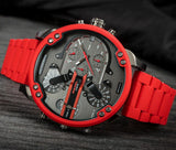 Diesel Mr Daddy 2.0 Chronograph Black Dial Red Silicone Strap Watch For Men - DZ7370 Authentic Buy Shop Now